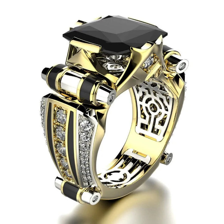 Luxury 14K Gold Hip Hop Style Zircon Ring