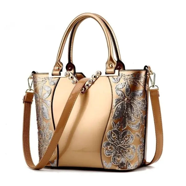 Luxury Sequin Embroidery Women's Patent Leather purse